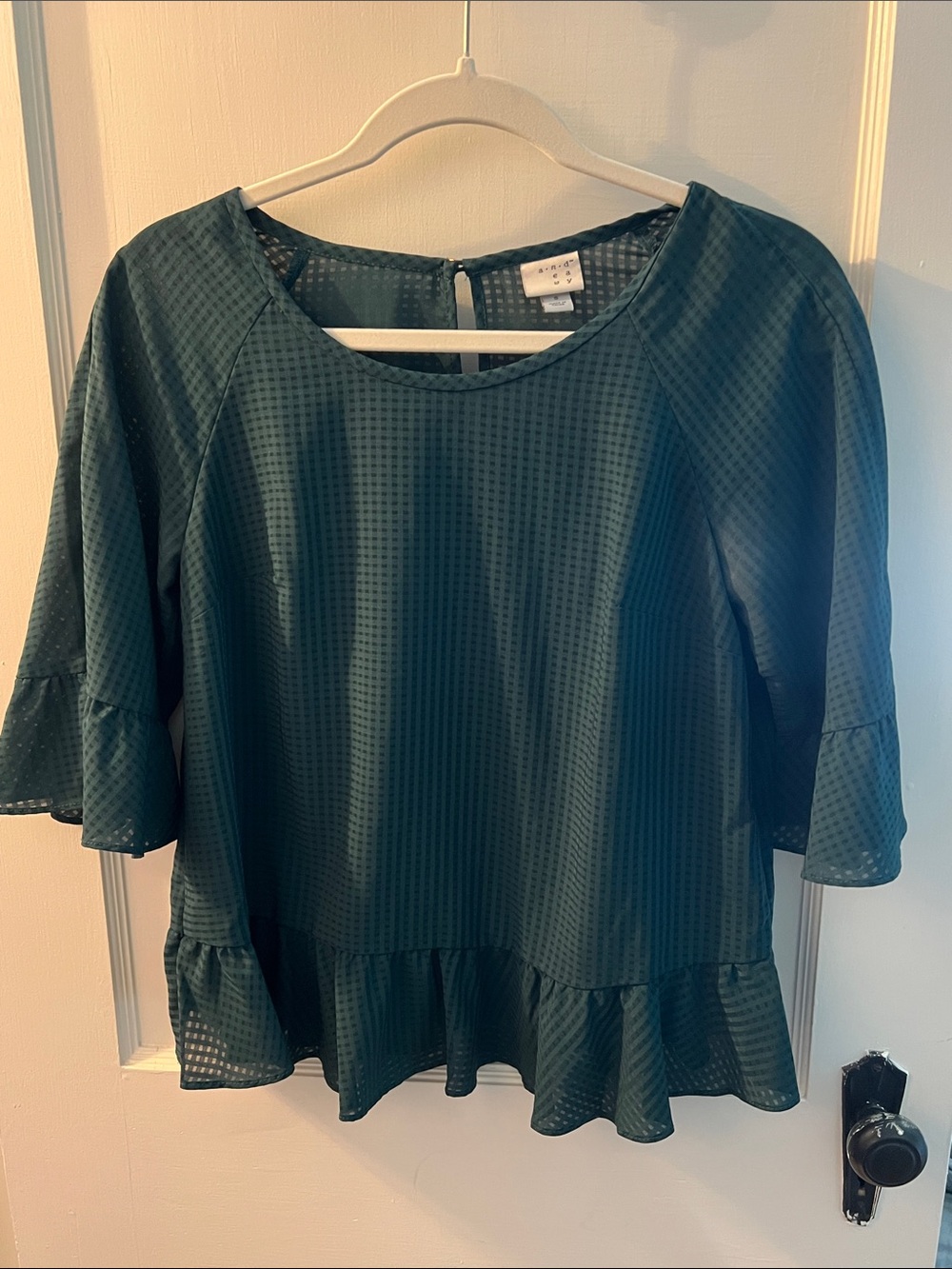 a new day Teal Ruffle-Hem Blouse
